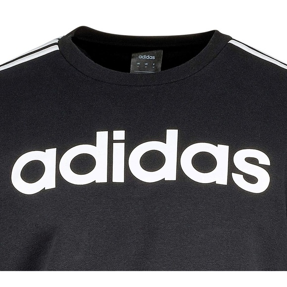 Adidas E 3S Crew FL Round-neck Sweater Unisex Black/White DQ3084 Size Large - Picture 10 of 15